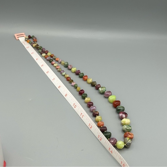 Vintage Chunky Multicolor Natural Stone Statement Necklace - Picture 8 of 10